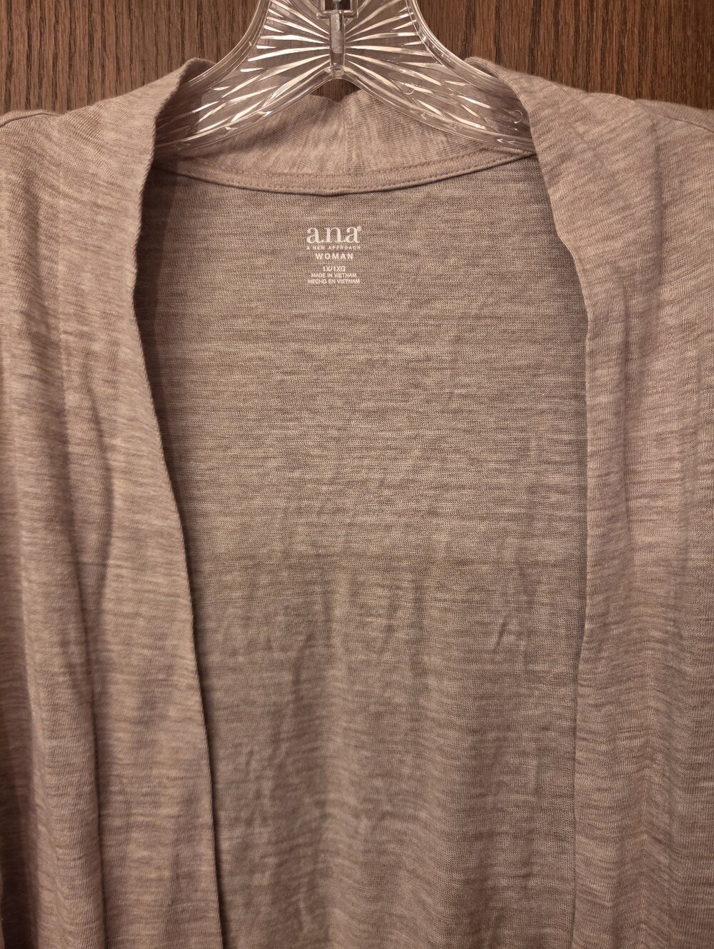 Ana Lightweight Tan Open Front Hi-Lo Cardigan Women's 1X - Picture 3 of 9
